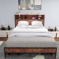 Moasis Queen/King Metal Platform Bed with 4 Storage Drawers and Charging Station