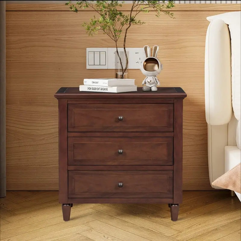 Table de chevet en bois à 3 tiroirs