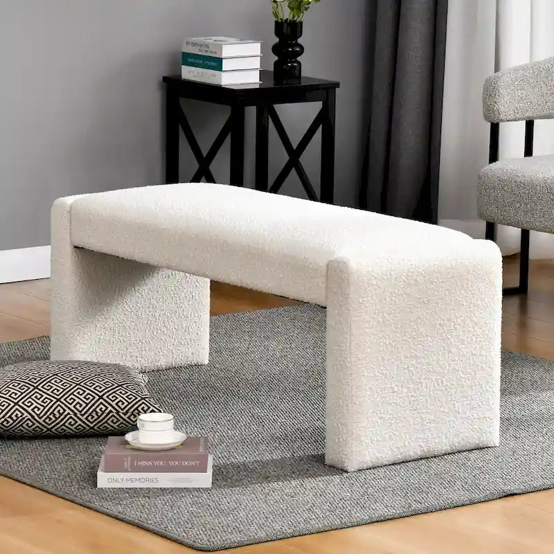 48 L Boucle Upholstered Dining Bench