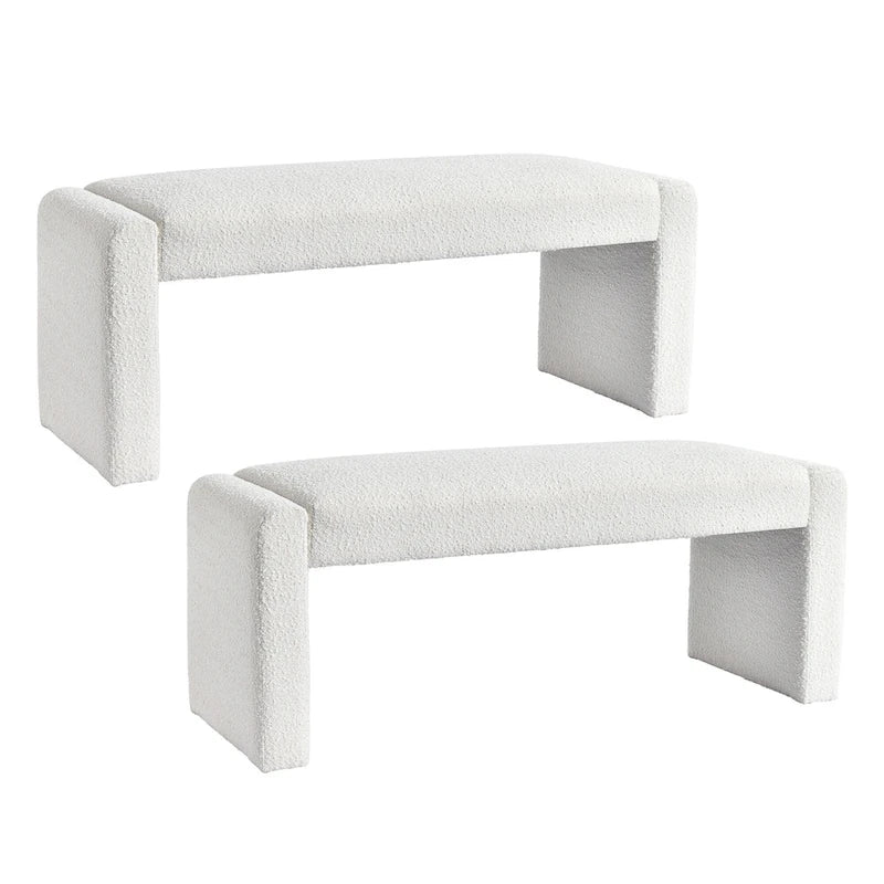 48 L Boucle Upholstered Dining Bench