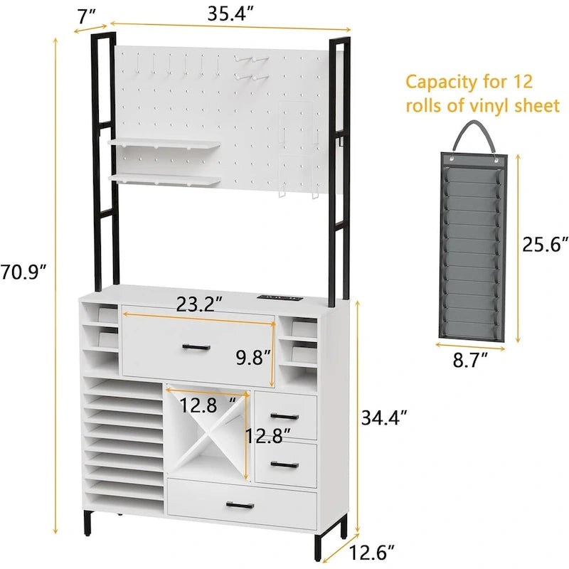 Organisateurs et armoire de rangement blancs compatibles avec les machines Cricut