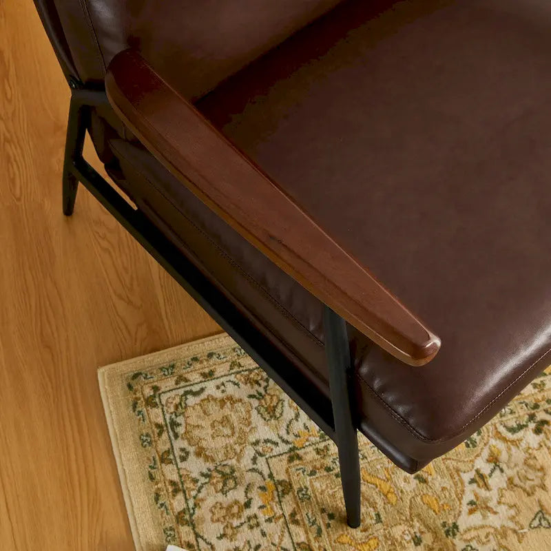 Fauteuil d'appoint 28W en similicuir souple de style moderne du milieu du siècle - 28 L x 31 P x 30,75 H