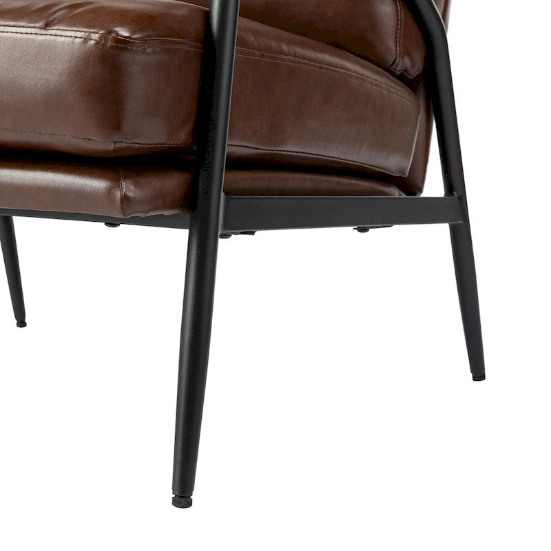 Fauteuil d'appoint 28W en similicuir souple de style moderne du milieu du siècle - 28 L x 31 P x 30,75 H
