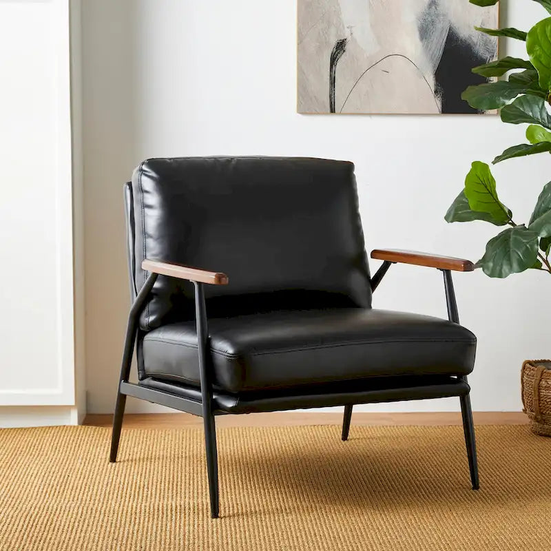 Fauteuil d'appoint 28W en similicuir souple de style moderne du milieu du siècle - 28 L x 31 P x 30,75 H
