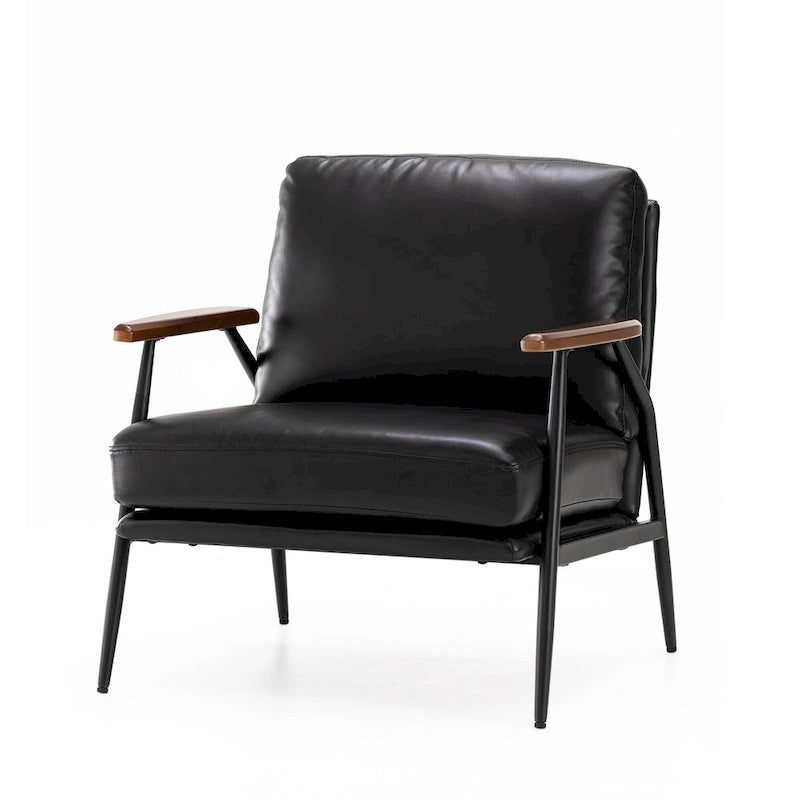 Fauteuil d'appoint 28W en similicuir souple de style moderne du milieu du siècle - 28 L x 31 P x 30,75 H
