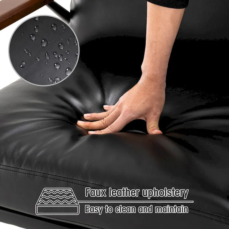 Fauteuil d'appoint 28W en similicuir souple de style moderne du milieu du siècle - 28 L x 31 P x 30,75 H