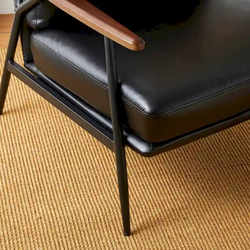 Fauteuil d'appoint 28W en similicuir souple de style moderne du milieu du siècle - 28 L x 31 P x 30,75 H