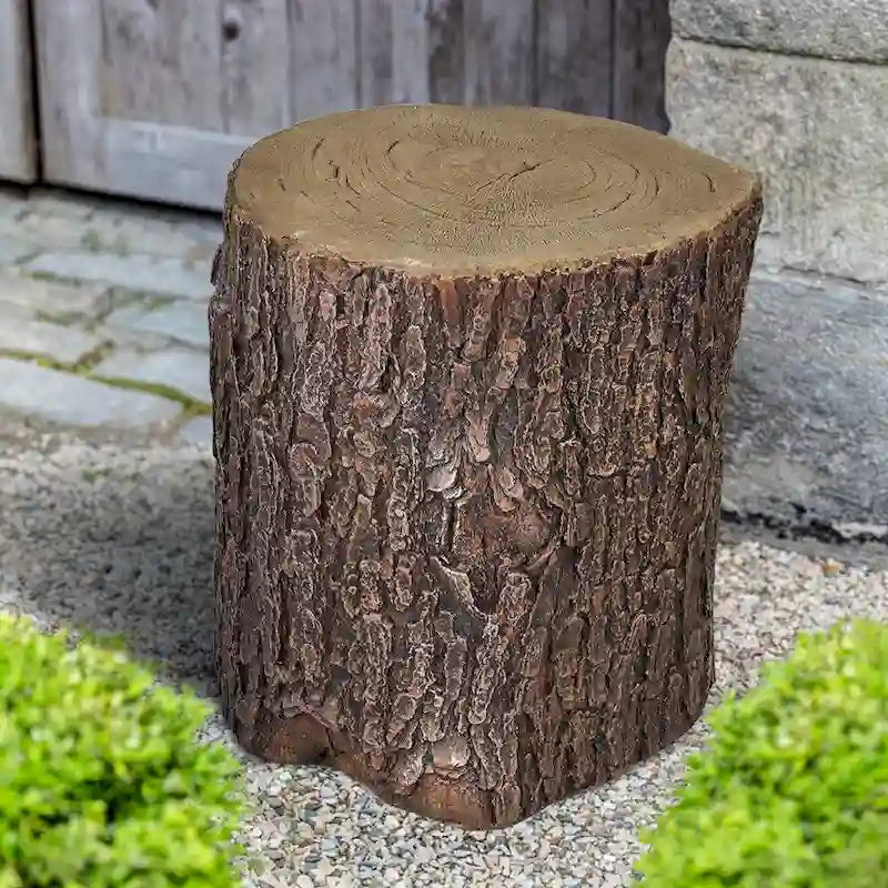 Fausse souche de chêne pour le jardin - Table ronde et tabourets de jardin en forme de souche d'arbre