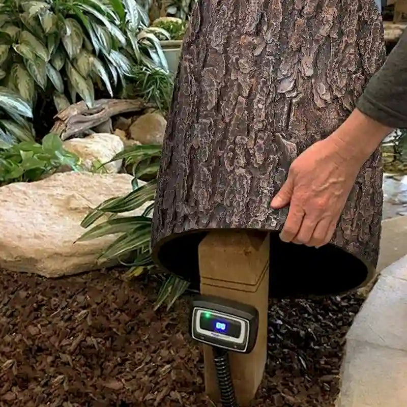Fausse souche de chêne pour le jardin - Table ronde et tabourets de jardin en forme de souche d'arbre