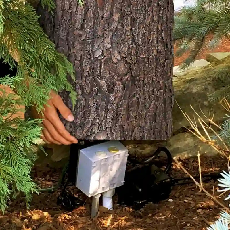Fausse souche de chêne pour le jardin - Table ronde et tabourets de jardin en forme de souche d'arbre