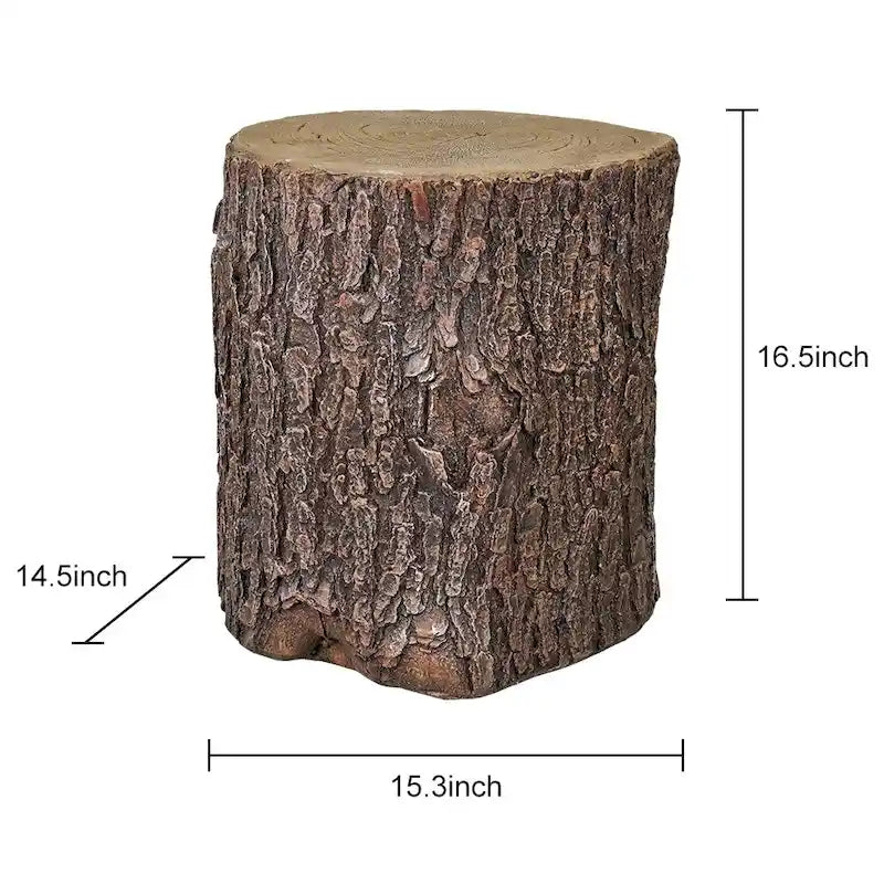 Fausse souche de chêne pour le jardin - Table ronde et tabourets de jardin en forme de souche d'arbre