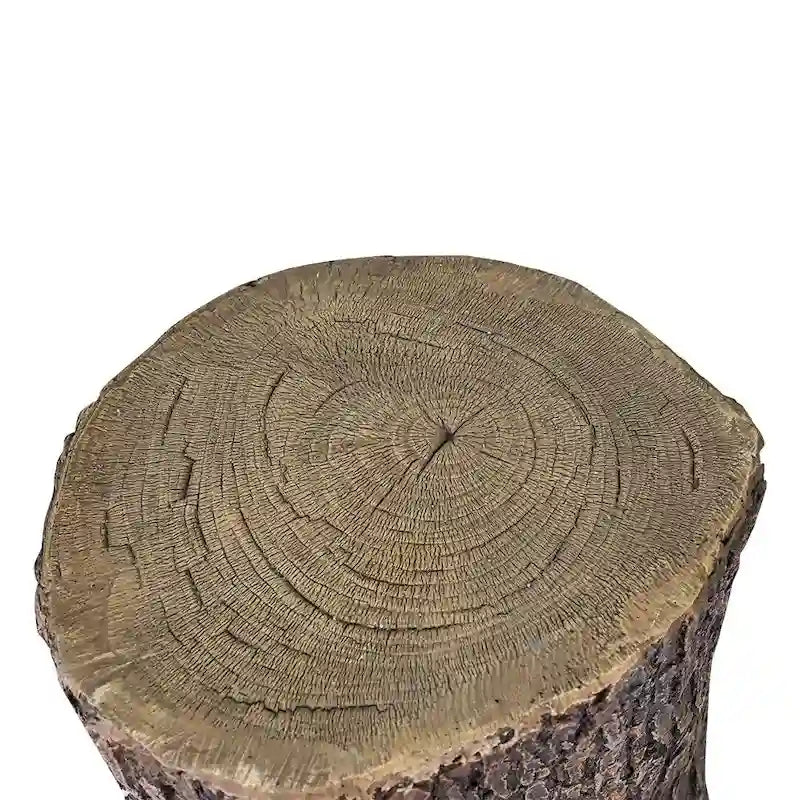Fausse souche de chêne pour le jardin - Table ronde et tabourets de jardin en forme de souche d'arbre