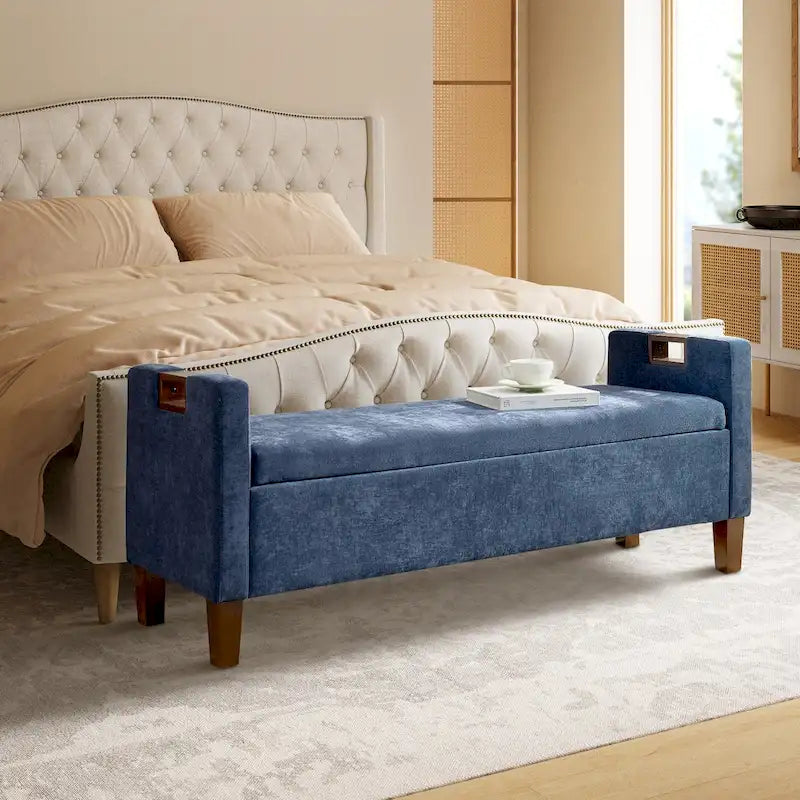Storage Bench with Solid Wood Legs by