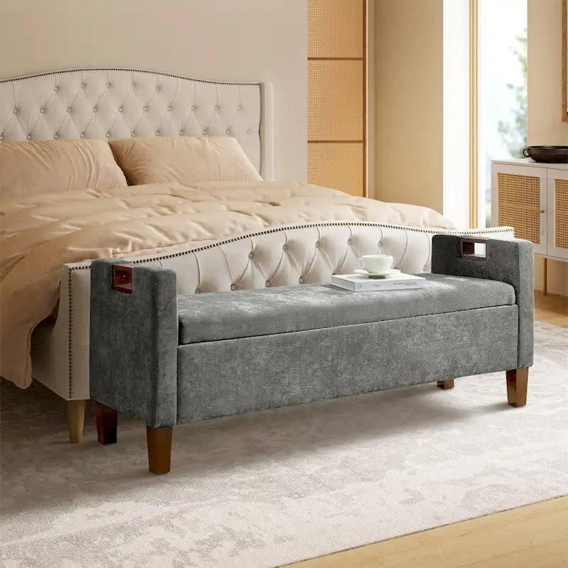Storage Bench with Solid Wood Legs by