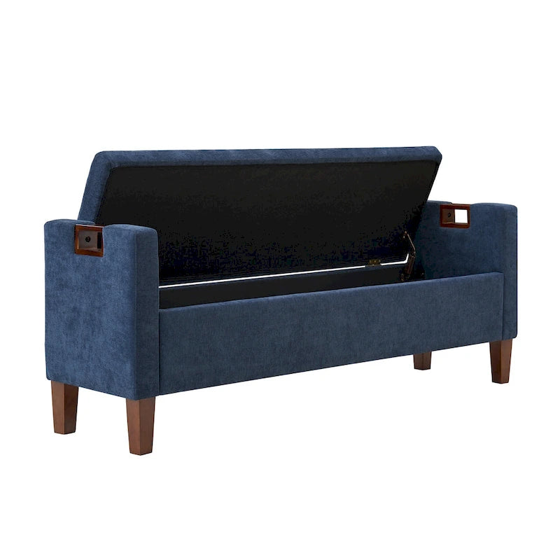 Banc de rangement avec pieds en bois massif par
