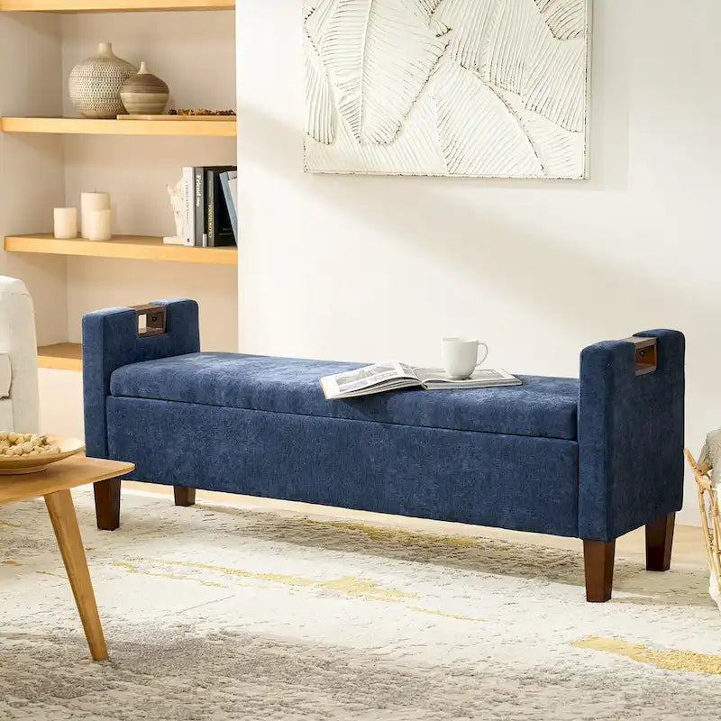 Storage Bench with Solid Wood Legs by