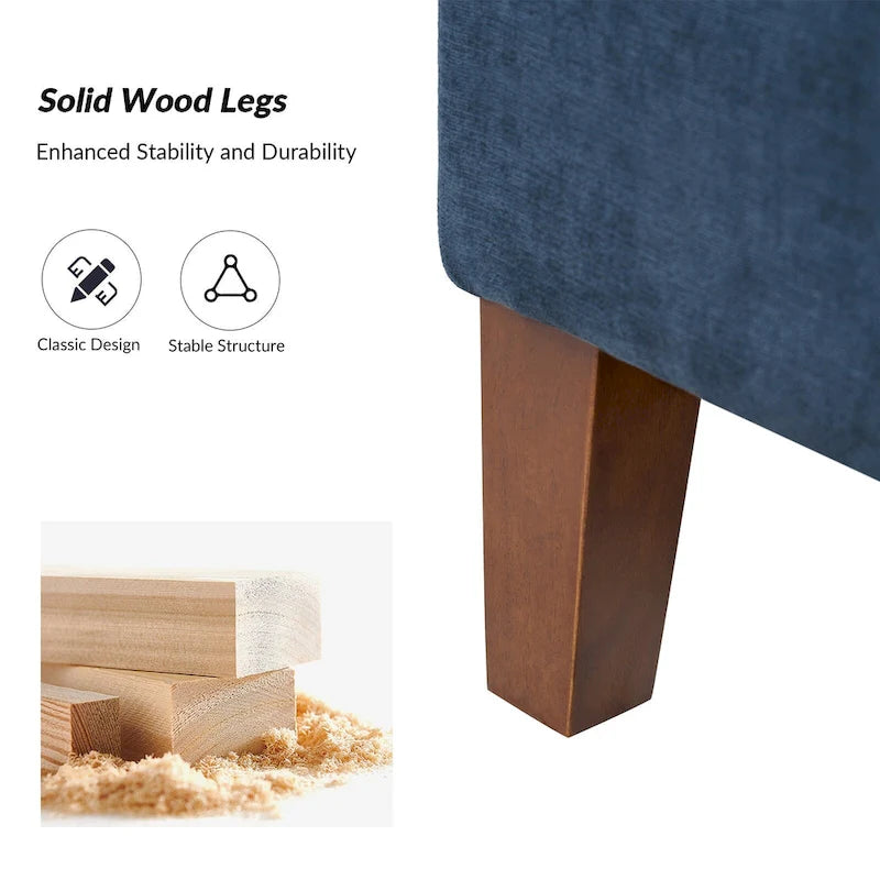Banc de rangement avec pieds en bois massif par