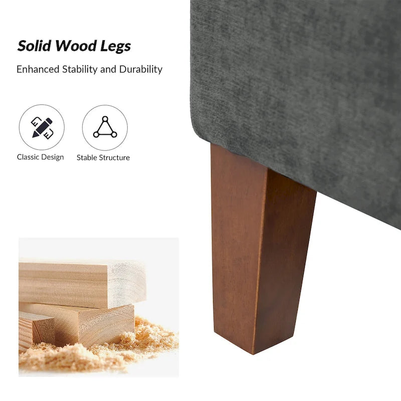 Banc de rangement avec pieds en bois massif par