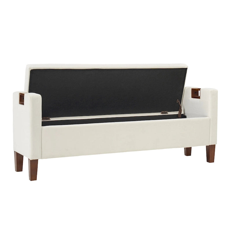 Banc de rangement avec pieds en bois massif par