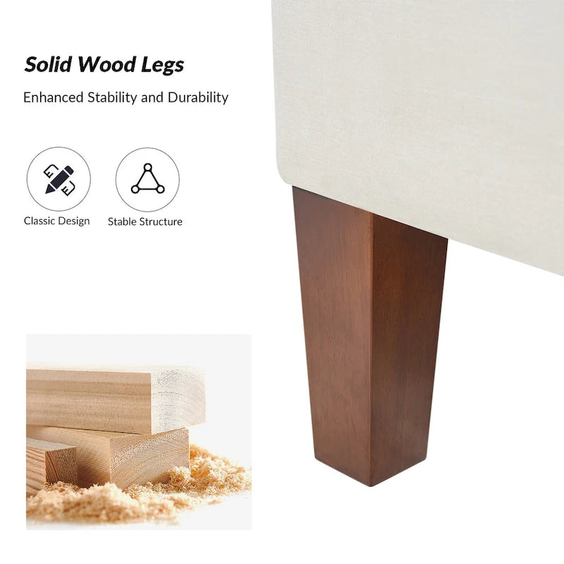 Banc de rangement avec pieds en bois massif par