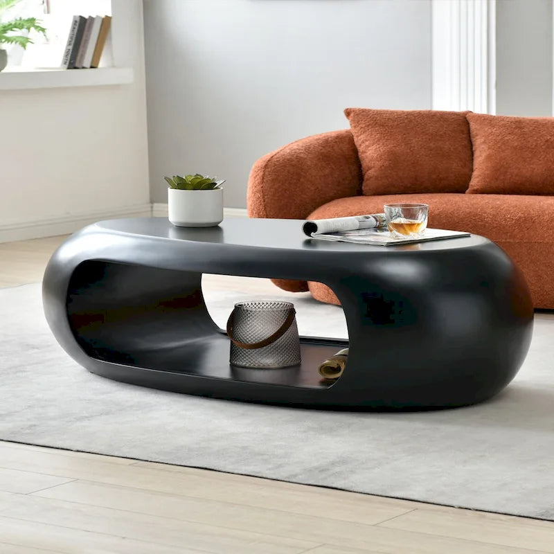 Table basse ovale moderne en fibre de verre 48,42 pour salon