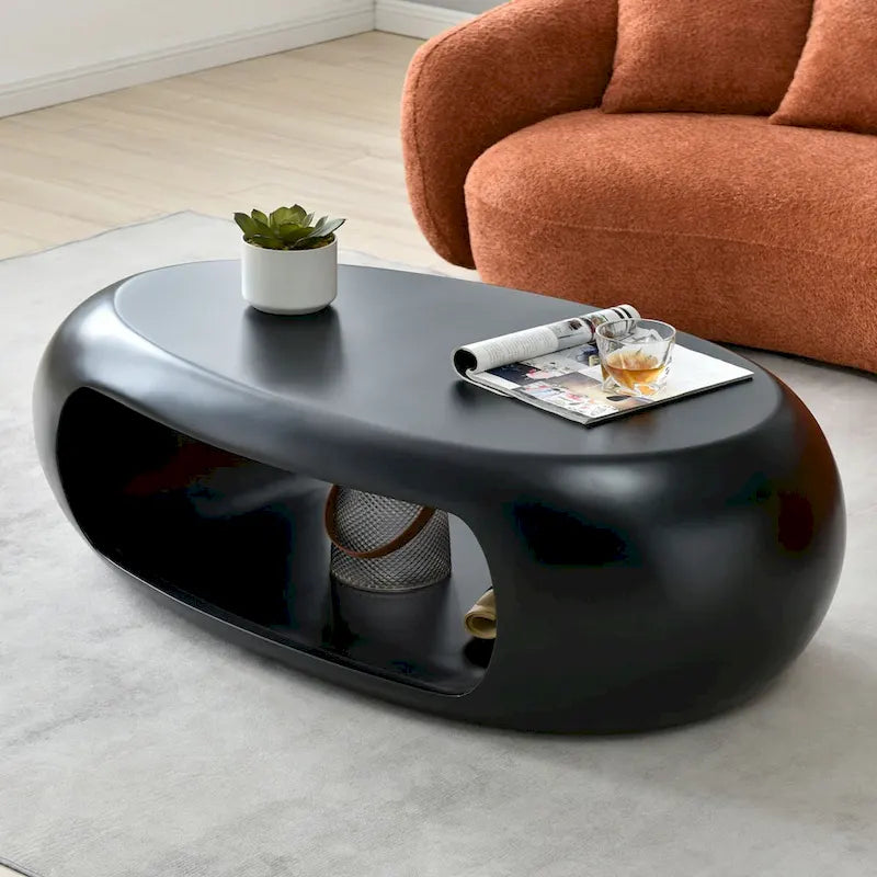 Table basse ovale moderne en fibre de verre 48,42 pour salon